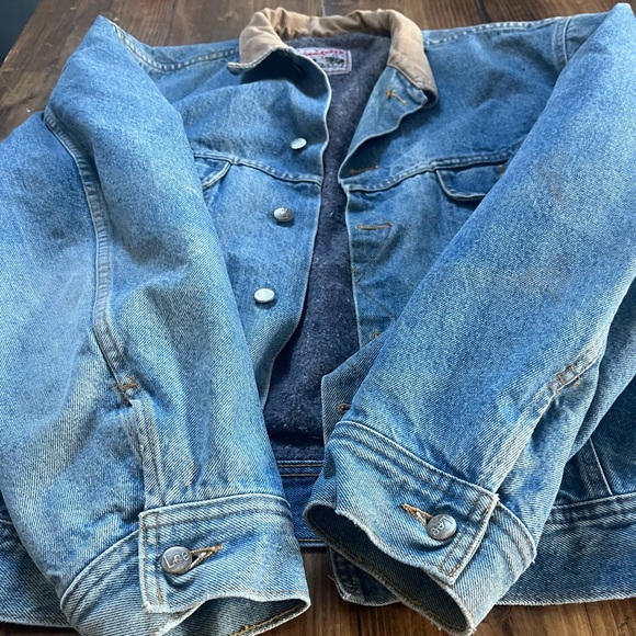 Lee Storm Rider Denim Jacket Mens 48TG Blue Jean Sherpa Lined Corduroy Collar - Picture 3 of 5